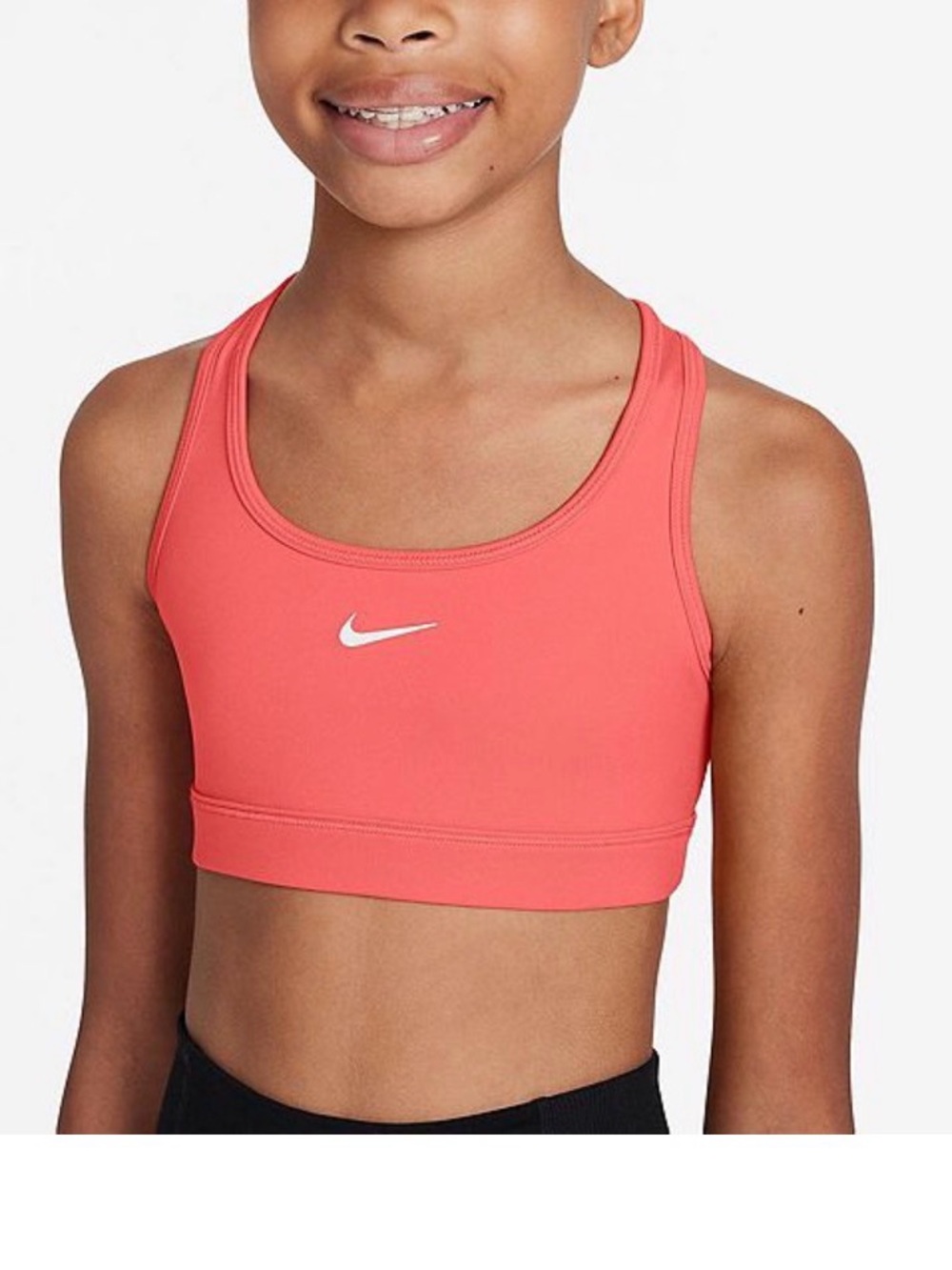 Nike Girls Coral-Pink Racerback Sports Bra - Small
